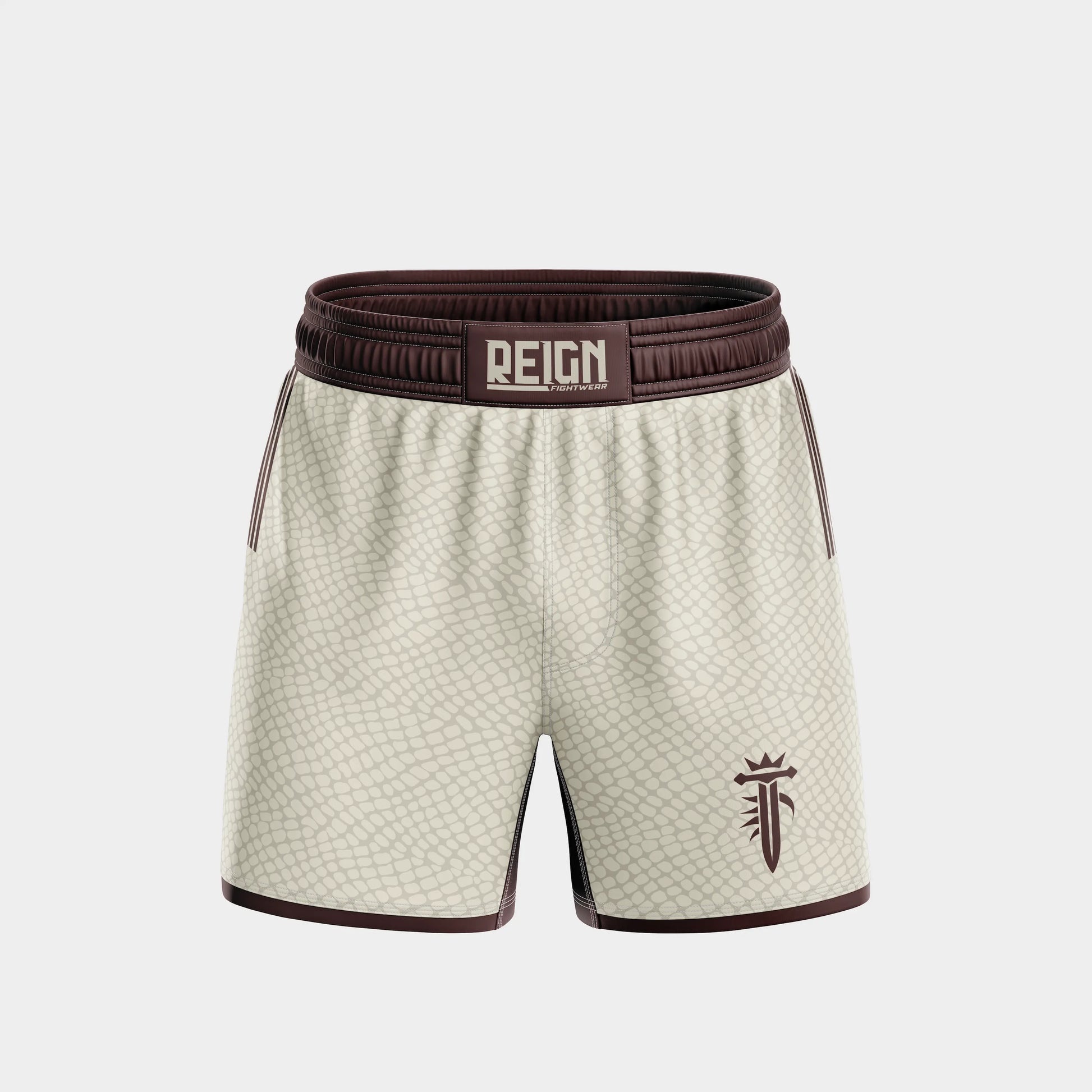 short de combat beige pour MMA et grappling au Maroc – Reign Fightwear