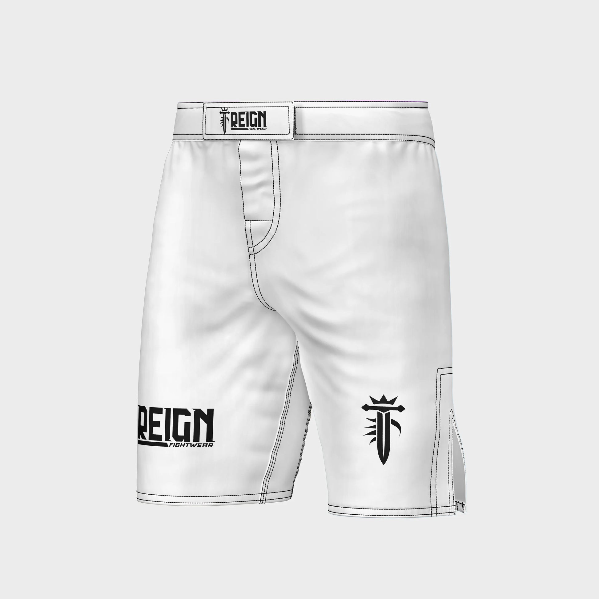 short de combat blanc pour MMA et grappling au Maroc – Reign Fightwear
