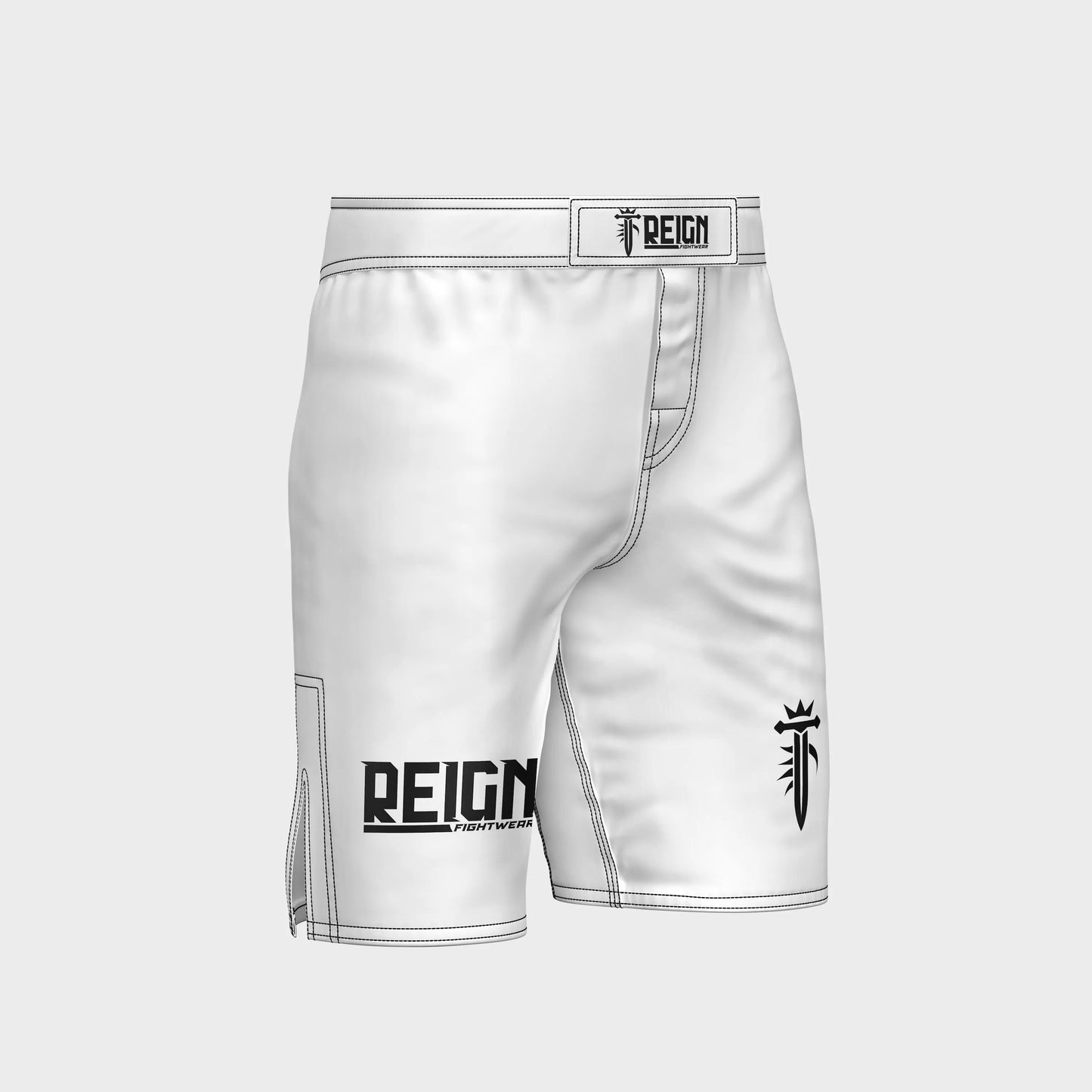 short de combat blanc pour MMA et grappling au Maroc – Reign Fightwear